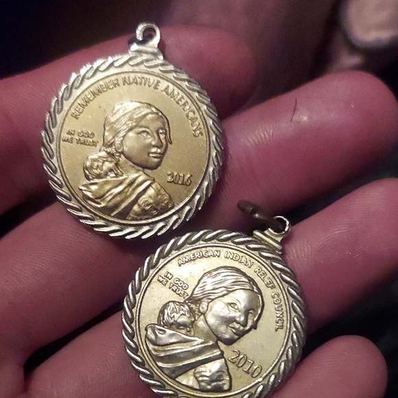 Vintage Other - Set Of 2 sacajawea Gokd Dollar Pendants. 2016 And 2020